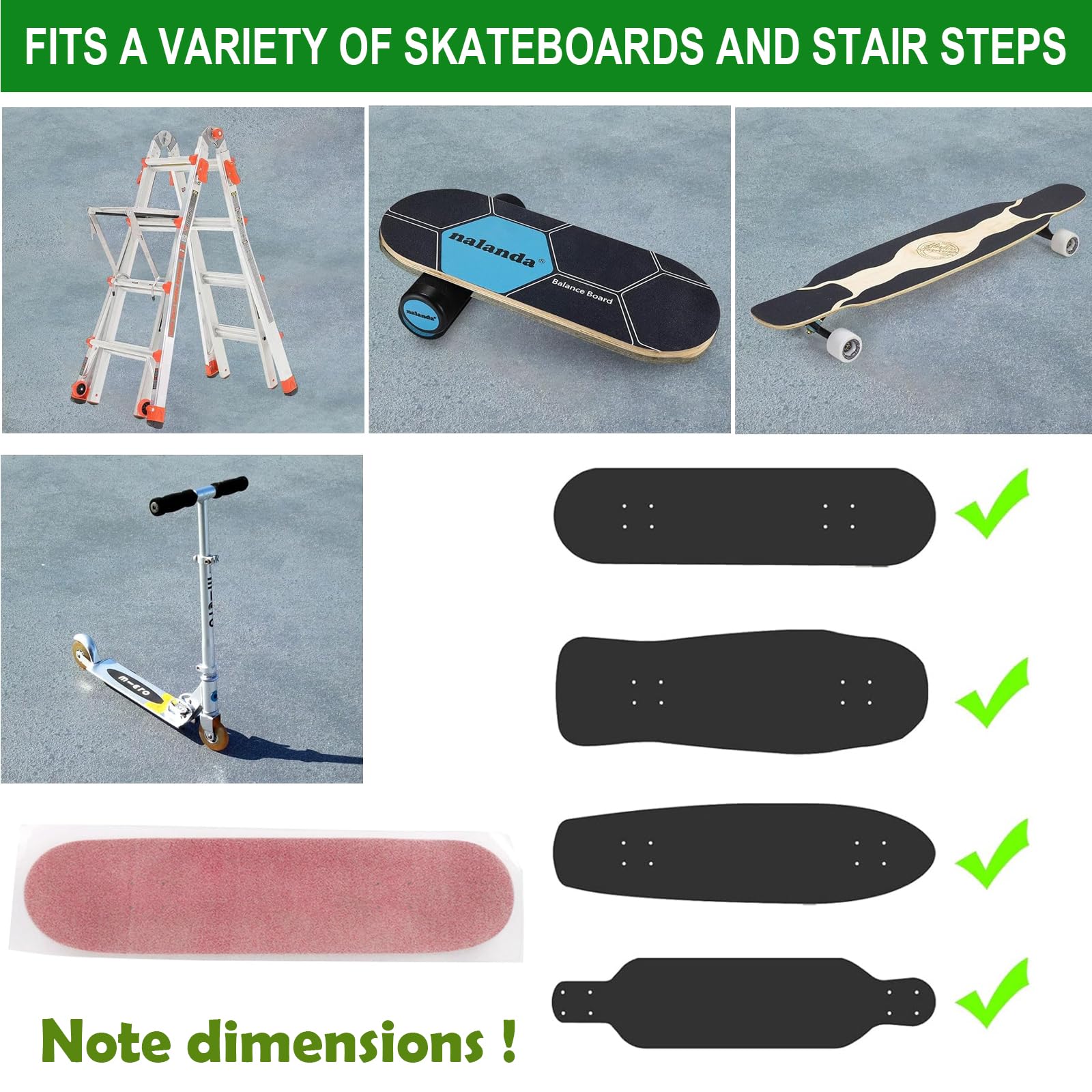 Sangle de Skateboard Transparente 33x9 Pouces Antidérapante Imperméable Grip pour Skateboard Longboard