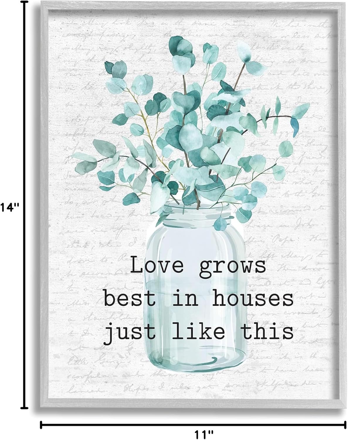 Stupell Industries Love Grows Best in Houses Blue Eucalyptus Plant