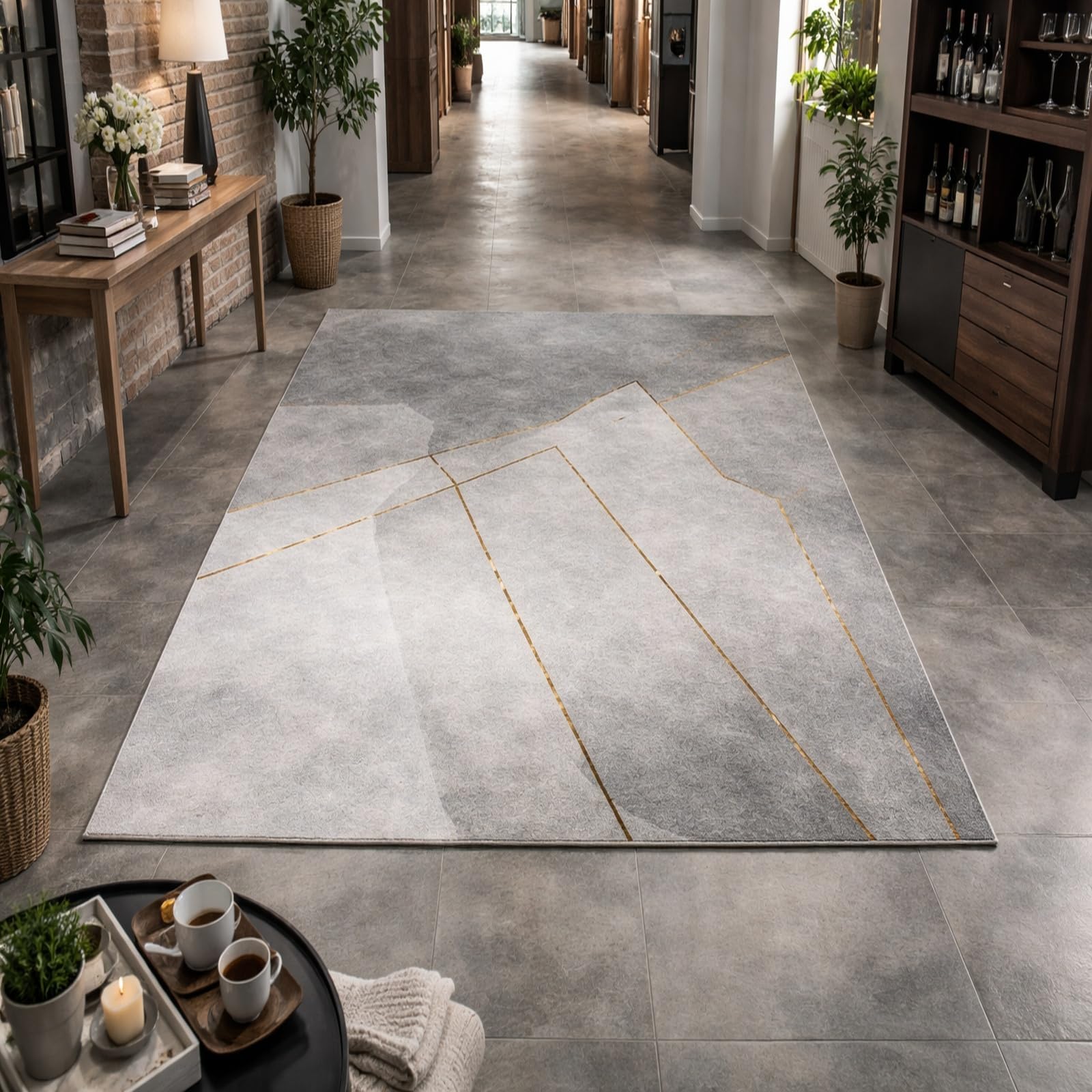 Alfombra antideslizante lavable Rururug de 180x280 cm para una entrada limpia