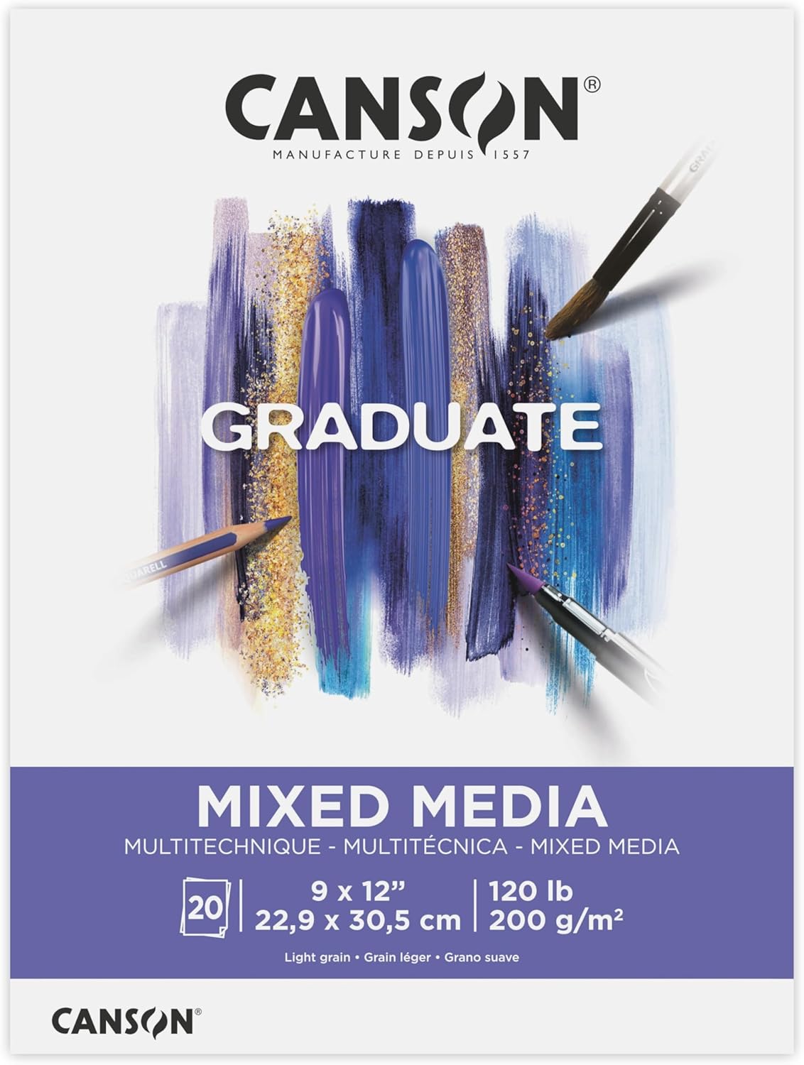 Canson Graduate Mixed Media Pad, Foldover, 9x12 inch, 20 Sheets ...