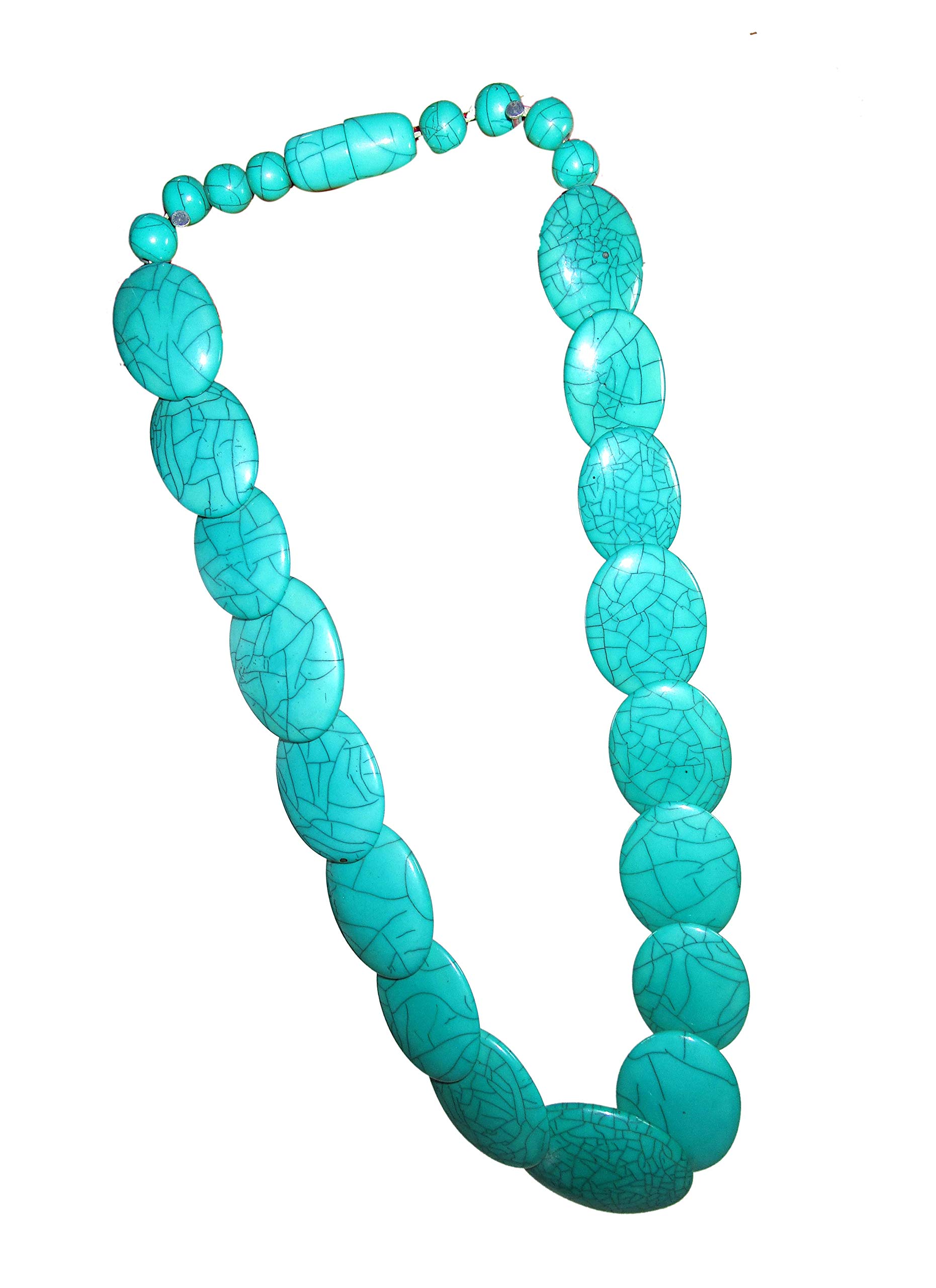 Tae Chemical Resin Oval and round Glossy beads Ethnic Fashion Necklace set With Earings for women and girls (Teal Green) (B09VP9ST5C) Amazon Price History, Amazon Price Tracker