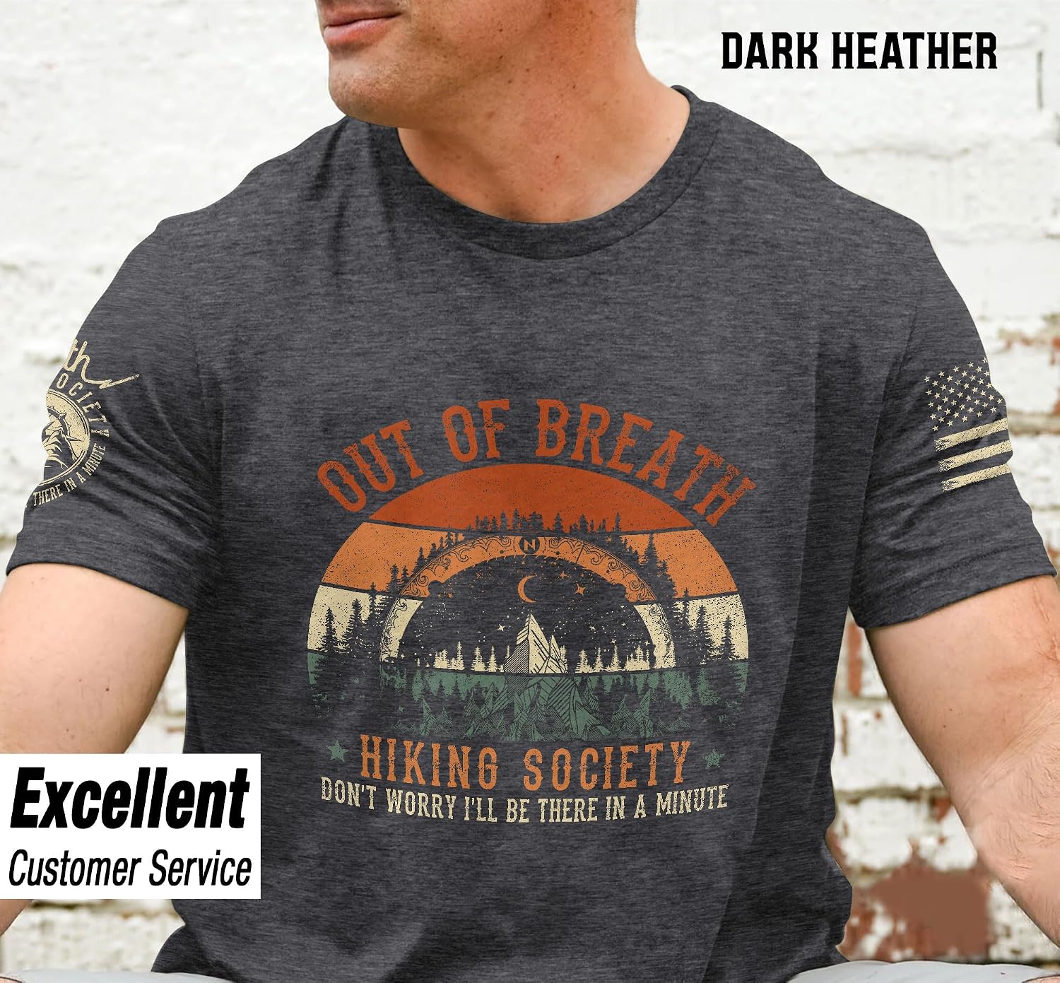Out of Breath Hiking Society Tshirt, Hiking Tshirt, Vintage Hiking T Shirt for Men 5