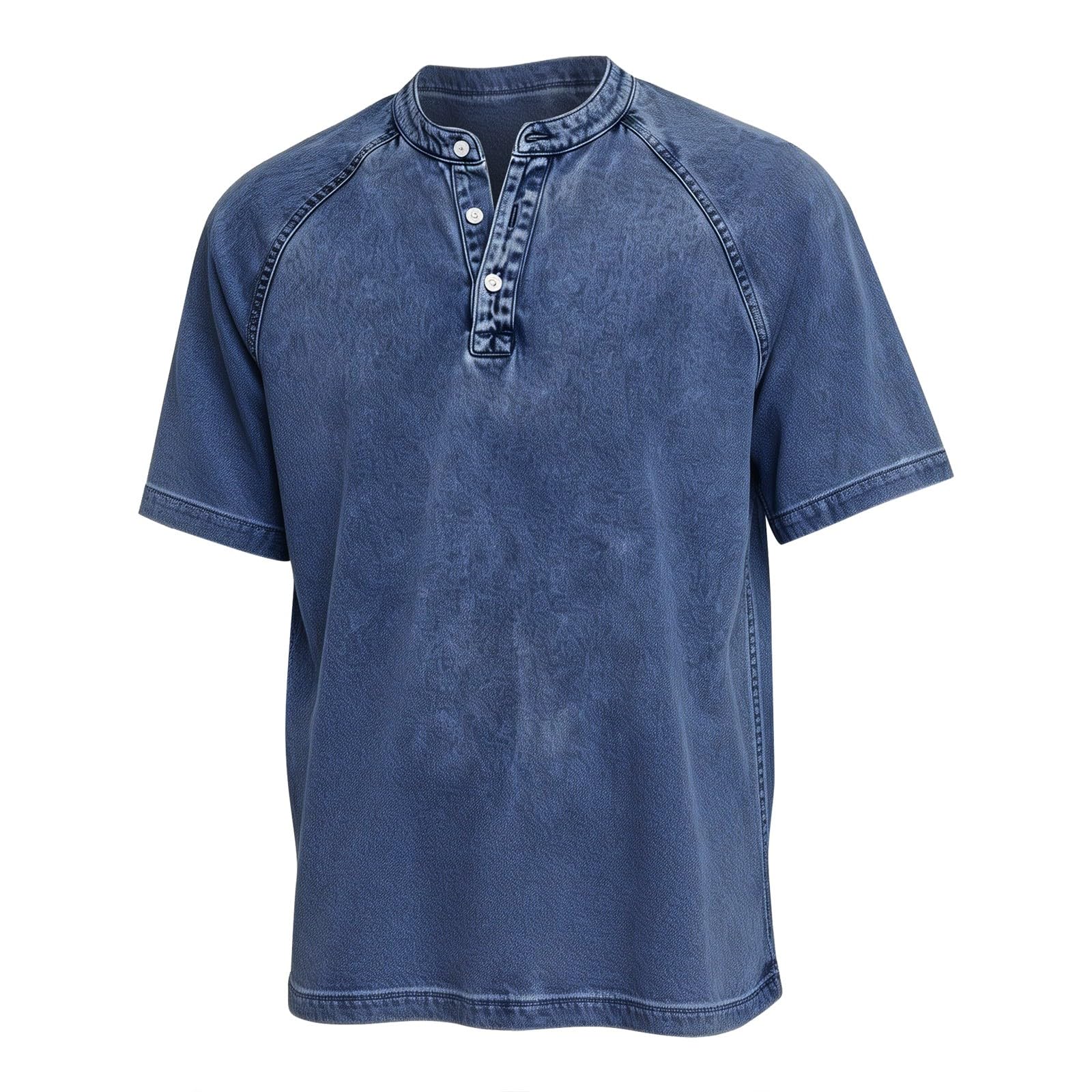 Henley, maglietta da uomo a maniche corte, vestibilità aderente, scollo a V, tinta unita, misto poliestere, traspirante, estiva, palestra, sport, abbigliamento sportivo, magliette alla moda per nonno