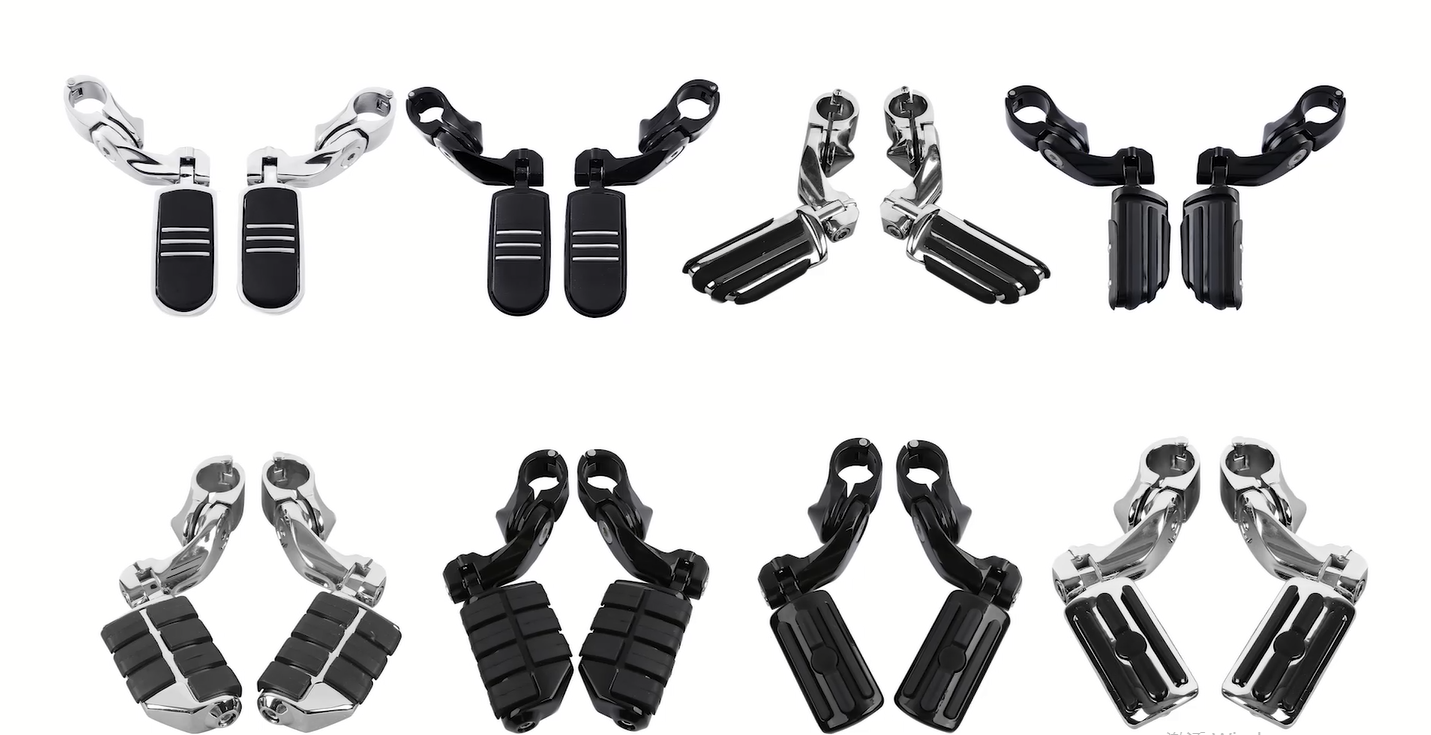 Repose-pieds Ajustables Pour Garde-moteur Harley Dyna - Lot De 2, Noir, Aluminium, Réglable 26-32 Mm