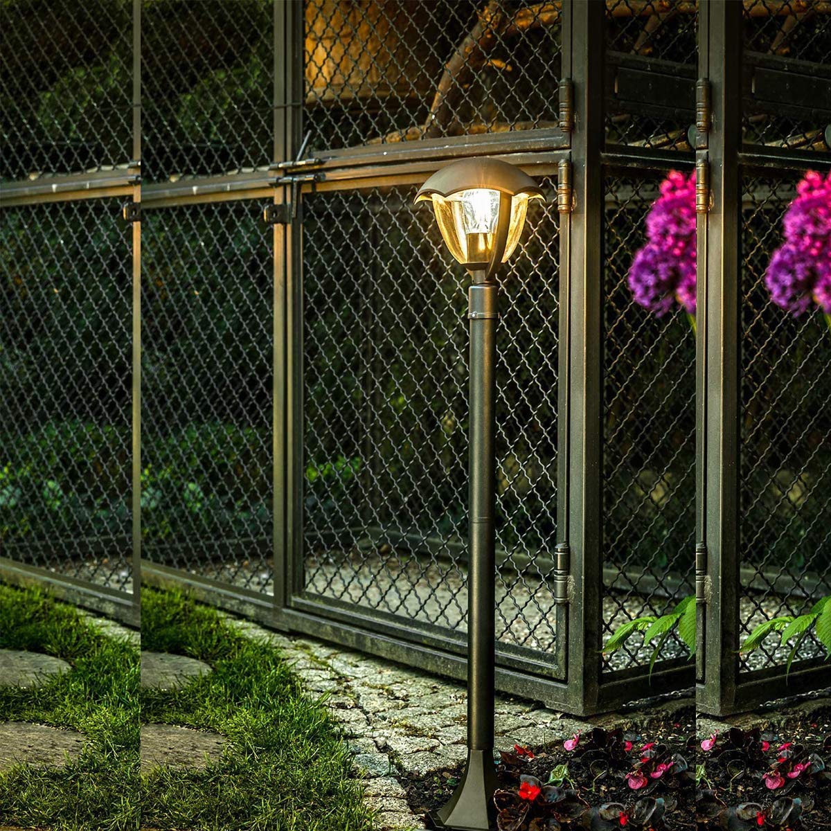 Black Curved Post Bollard Coach Lantern Outdoor Garden Light Porch Patio Garden Contemporary Vintage