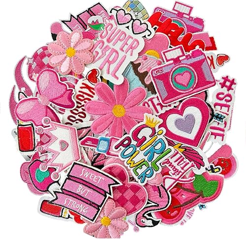 Miniatura 16 de AXEN 60 parches bordados para planchar, accesorios de bricolaje, parches decorativos surtidos aleatorios, bonitos apliques de costura