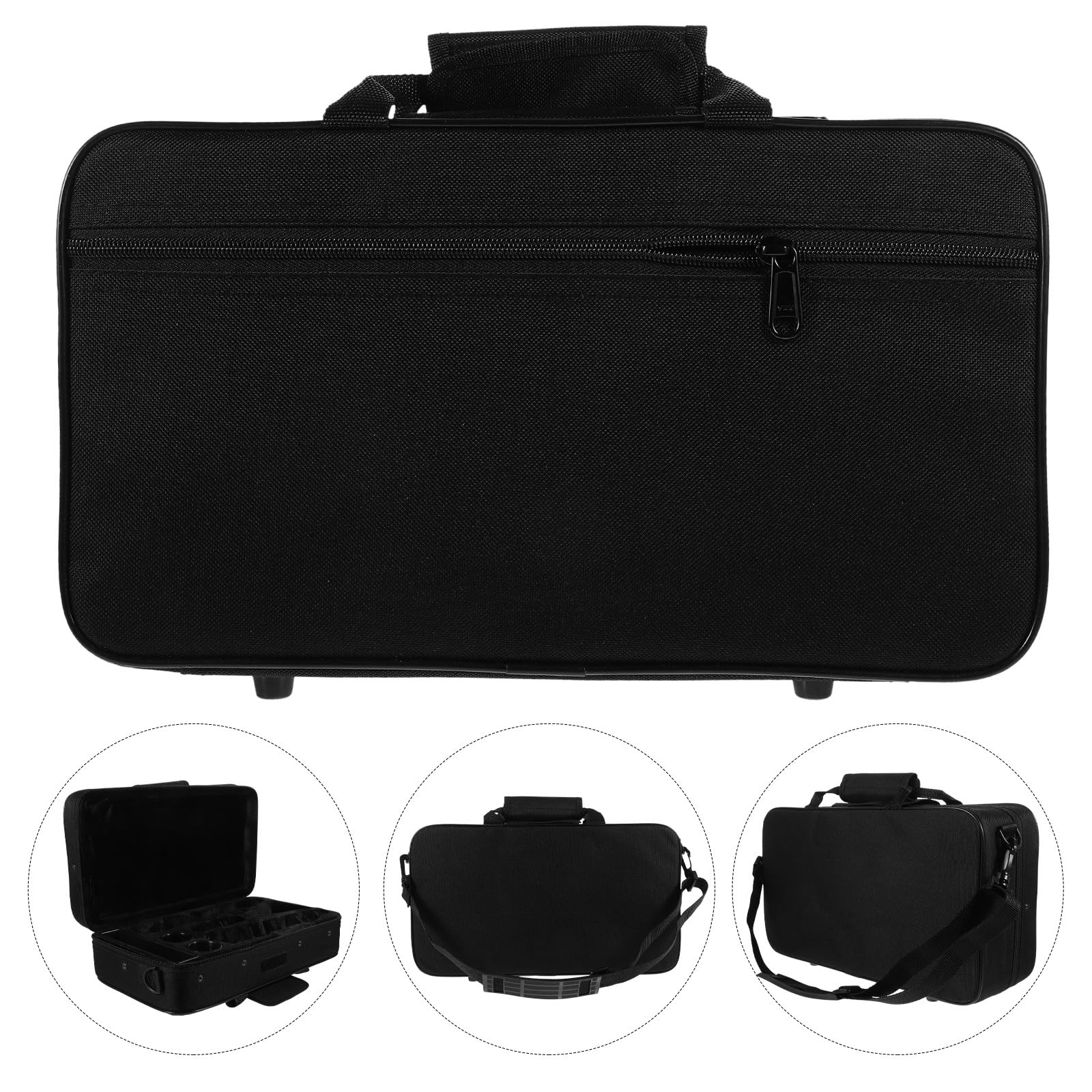 Bolsa para Clarinete Acolchada de Tela Oxford Negra, Estuche Portátil Resistente y Anticaídas para Almacenamiento y Transporte Seguro, Adecuado para Músicos Viajeros