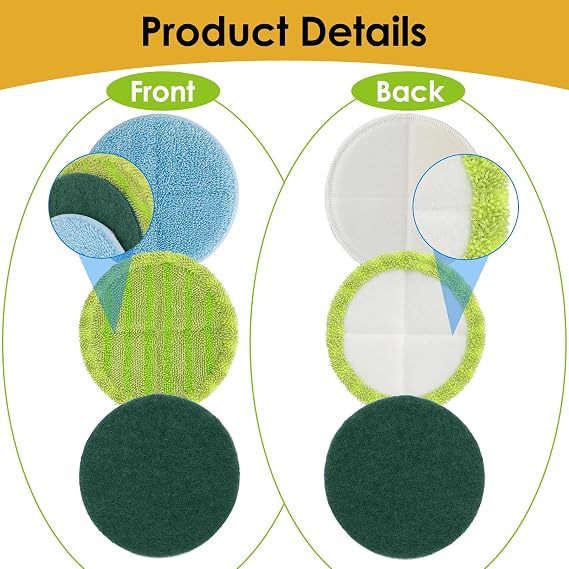 Floating Mop Pads 6PCS - Reusable Mop Refill Polishing Pad for Spinning Mop