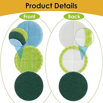 Floating Mop Pads 6PCS - Reusable Mop Refill Polishing Pad for Spinning Mop