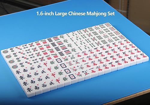 Miniatura 2 de Mahjong Tiles Mahjong de 1.6 pulgadas Juego de mahjong chino grande Set de melamina (verde)
