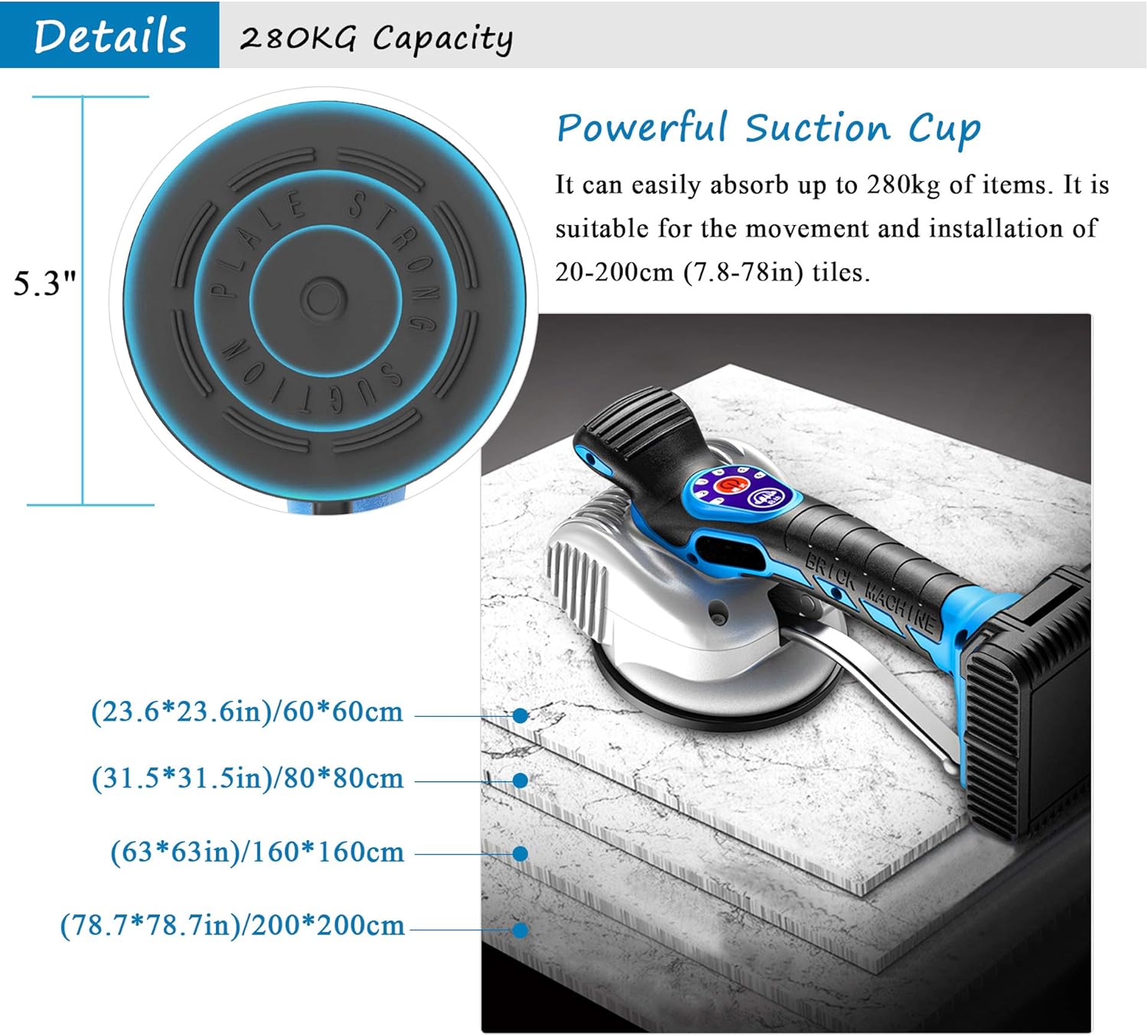 YJINGRUI Tile Vibrator 10,000mA 15,000VPM 6 Gears Hand-held Tile Tiling Machine Tile Tiler Upgrade Lock Button Li-On Rechargeable (2 Battery) - - 