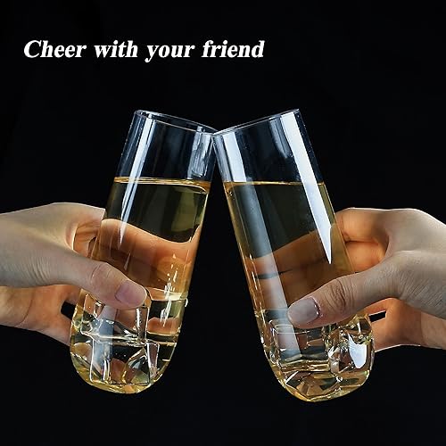 Miniatura 5 de Paquete de 24 copas de champán de plástico sin tallo de 9 onzas, vasos de champán desechables transparentes, inastillables y sin BPA para fiestas,