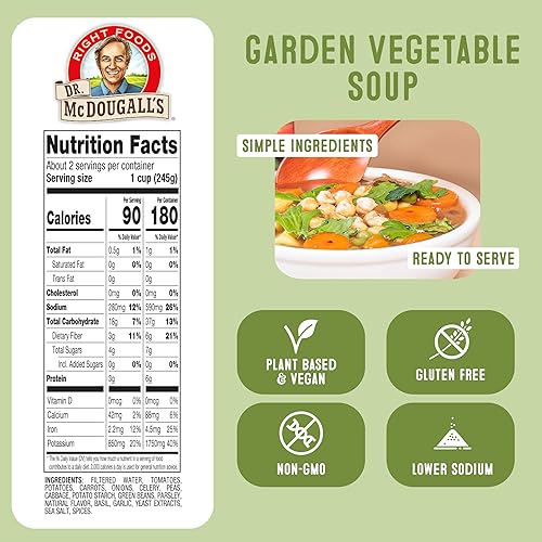Miniatura 2 de Dr. McDougall's Right Foods Lower Sodium Garden - Sopa de verduras de jardín, 17.9 onzas (paquete de 6)