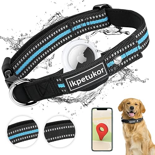 AirTag - Collar de perro IP68 funda impermeable AirTag para perro triple antipérdida resistente al desgaste y anticolisión collar reflectante AirTag