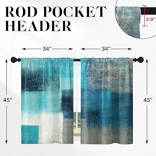 Vista 190 de Cortinas geométricas de cocina negras y grises de 63 pulgadas de largo, juego de 2, cortinas grises y blancas para dormitorio, sala de estar, Gris