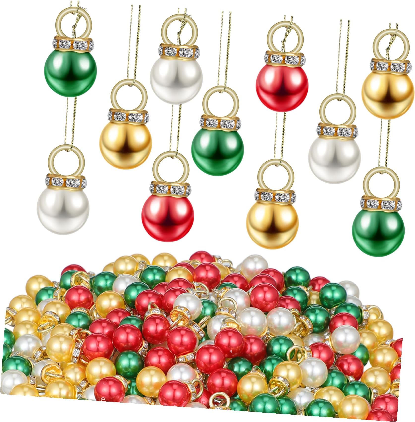200pcs Christmas Tree Ornaments Decor Tiny Ornaments for Mini Tree Christmas Balls Mini for Small Hanging Balls Snow Flake Baubles