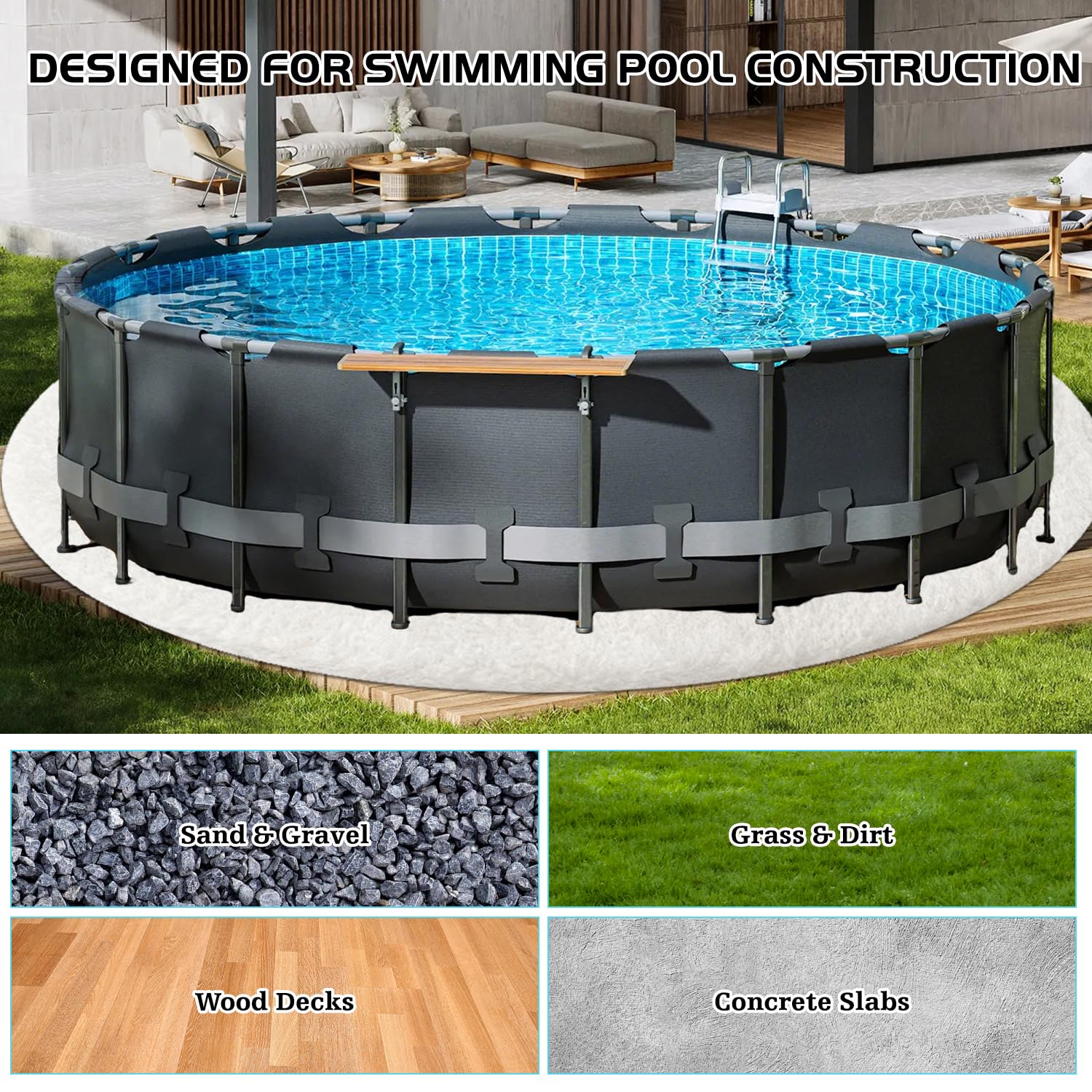 KEAGAN Pool Bodenplane, 4m/13FT Runde Poolunterlage, Poolmatten Schutzboden, Swimmingpool Bodenschutzplane Bodenmatte, Poolmatte, Whirlpool Matte, Pool Unterlegmatte Schwimmbadmatte Pool Ground Cloth