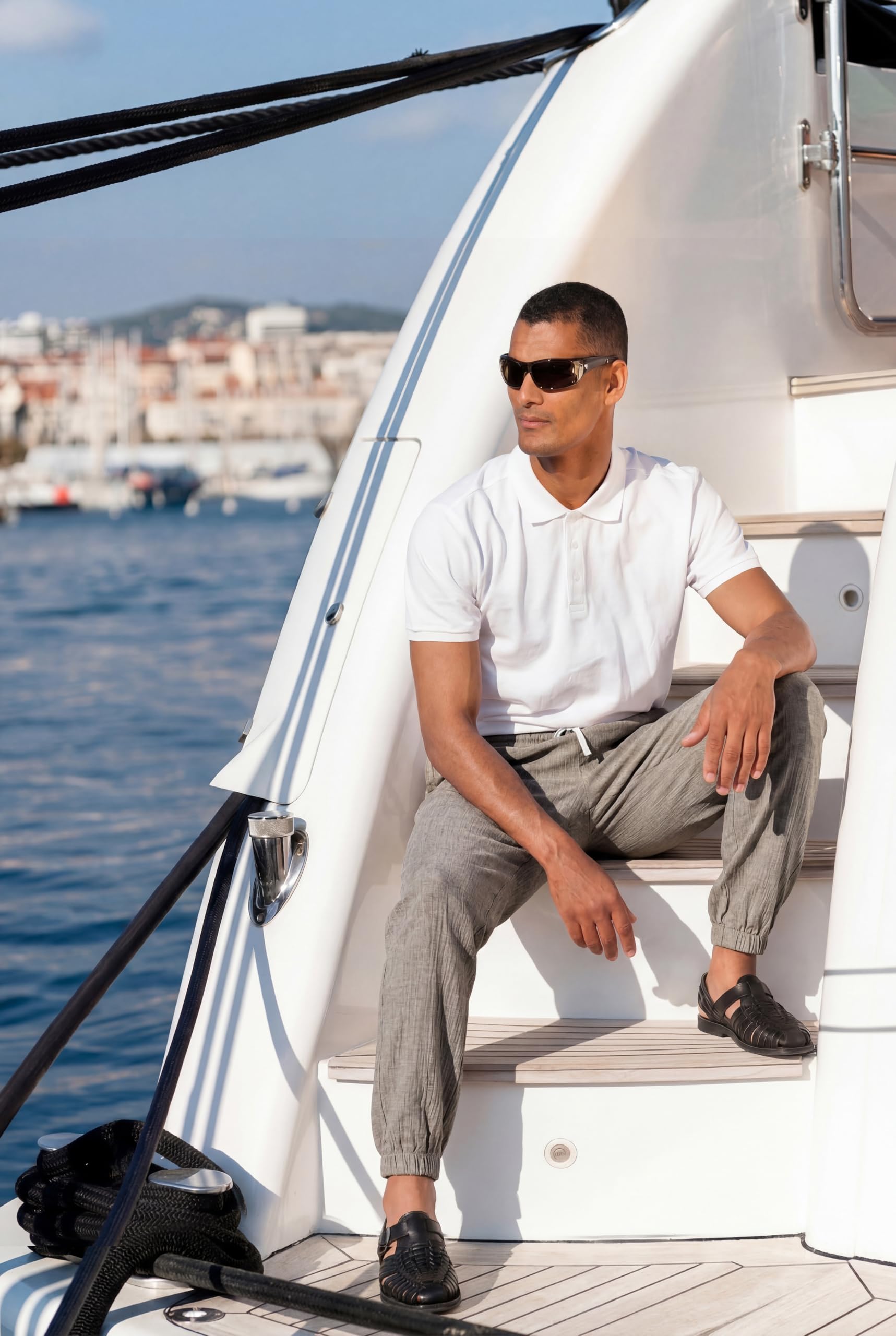 CTU Pantaloni harem da uomo in lino, casual, pantaloni da jogging con elastico in vita, traspiranti, leggeri, estivi, M-3XL