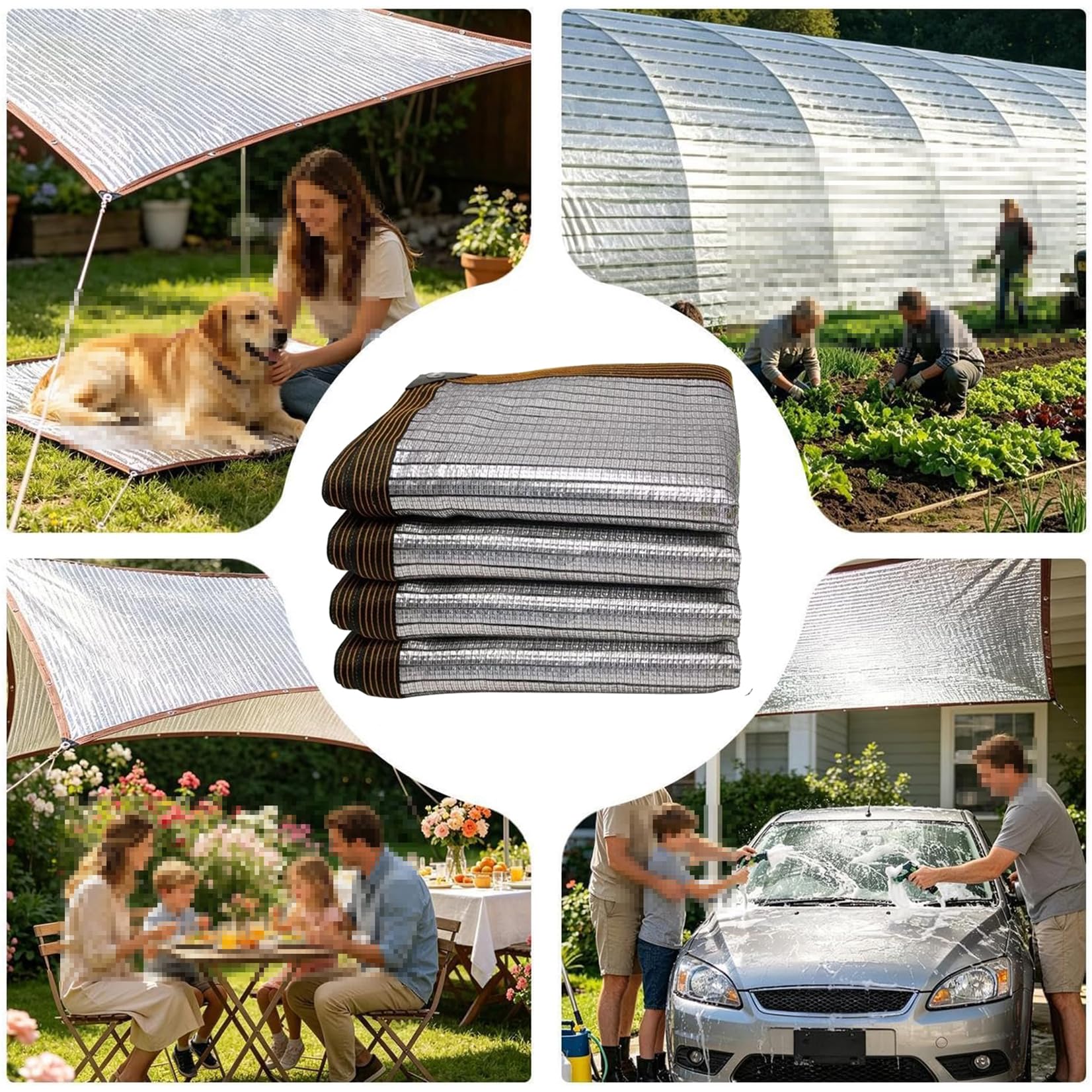 Filet d'ombrage à 99% Aluminium 3x4m Toile d'ombrage d'aluminium
