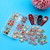 Vista 2 de 30 Pcs Heart Nail Charms and Crystals for Nails Heart Charms for Nails Green Blue Red Heart Nail Rhinestones Big Crystals Nail Gems 3D Heart