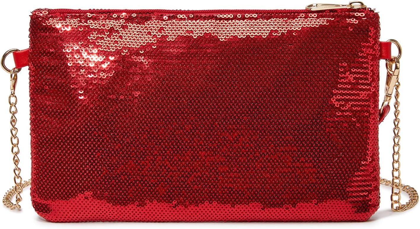 Women's Fashion Sequin Bag Mini Clutch Small Ladies Chain Bag Shoulder Bag for Weddings, Dates and Various Occasions with Gold Chain