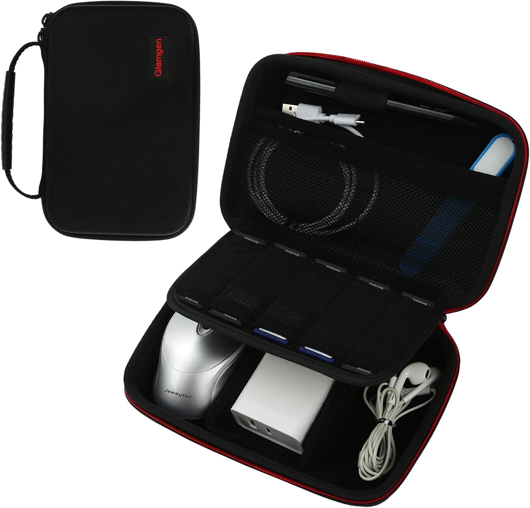 Hard Travel Organizer Carrying Case, Hard Protective EVA Case, Electronic Accessories Organizer Impact Resistant for Power Bank, Hard Drive, Mouse, Power Adapter, Apple Pencil, Cables and SD Cards