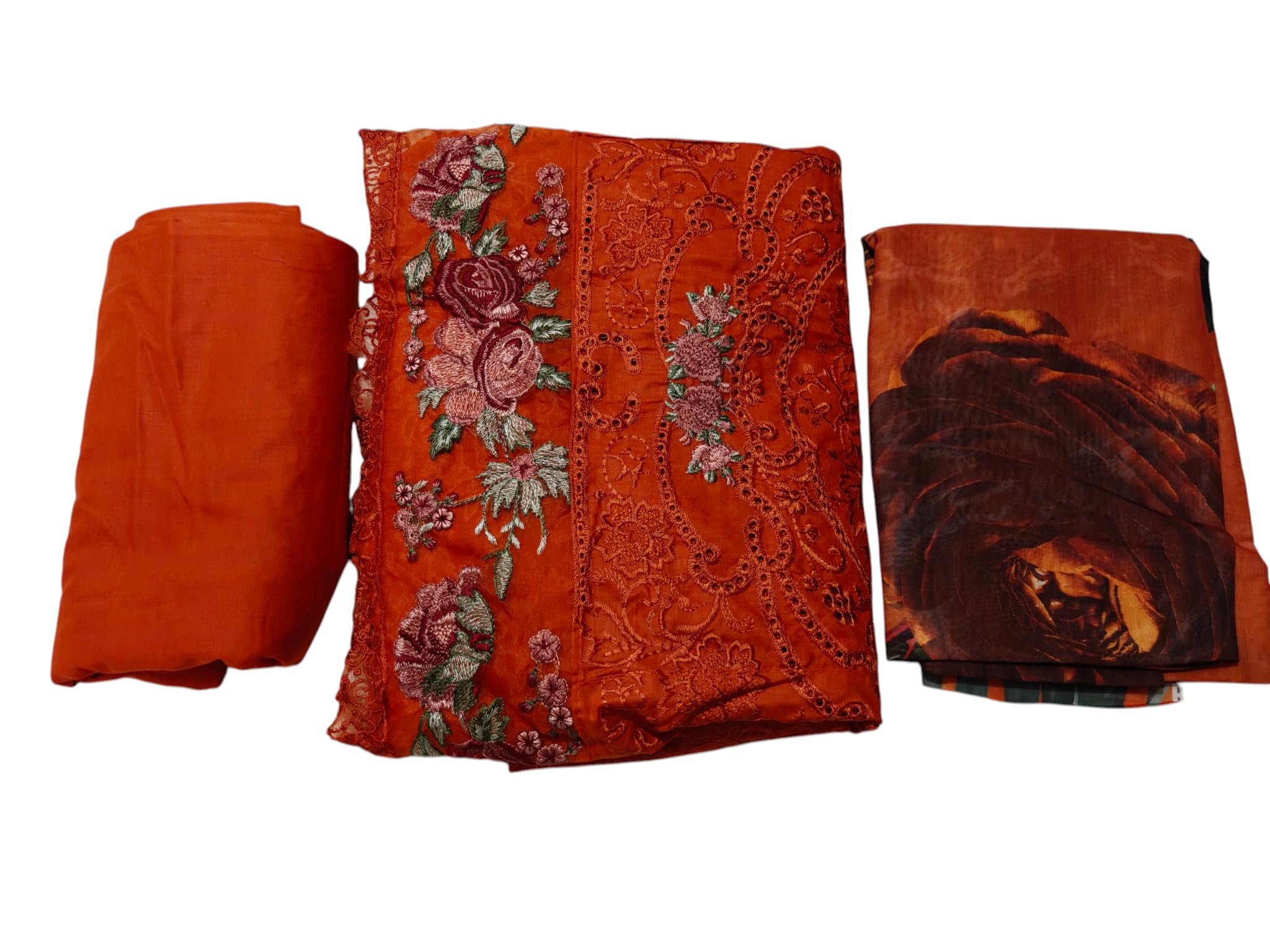 Unstitched Pakistani Style 3 Piece Dress Material Red-image-23