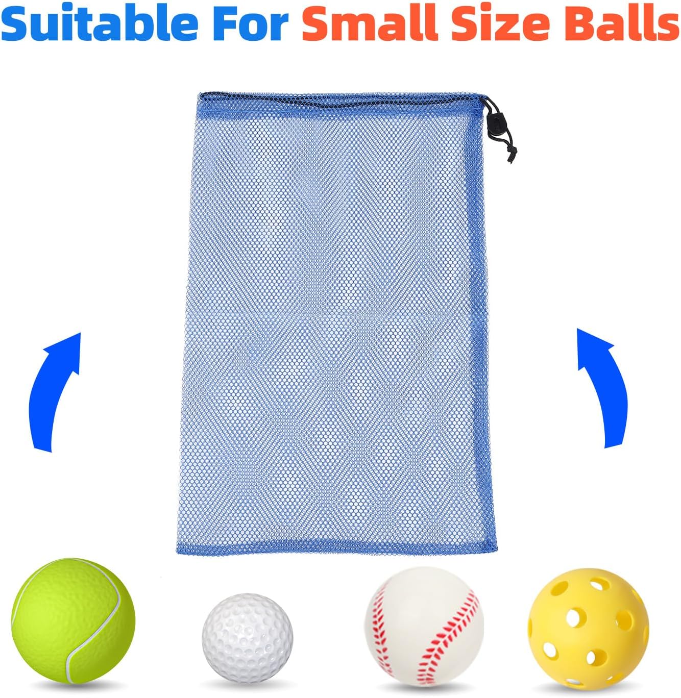 メッシュ巾着ネットバッグ 18インチx12インチ スポーツ用品収納バッグ ジムギア 服 水泳 バスケットボール 野球ボール 旅行 ゴ