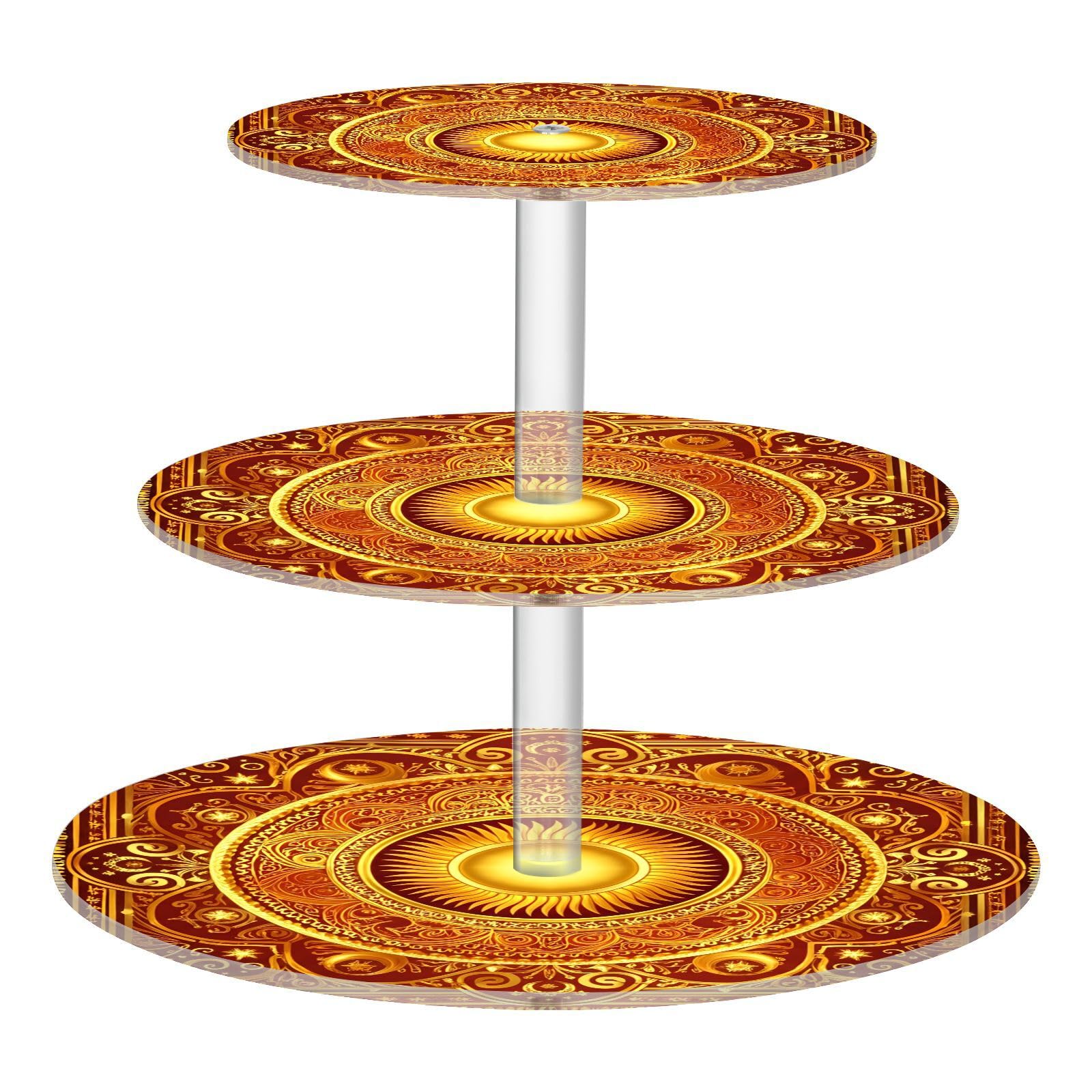 Nander 3 Tier Cupcake Stand,Radiant Golden Sun Large Cupcake Tower Display, Round Cupcake Holder, Acrylic Dessert Stand, Pastry Display Tree for Party, Wedding, Baby Shower