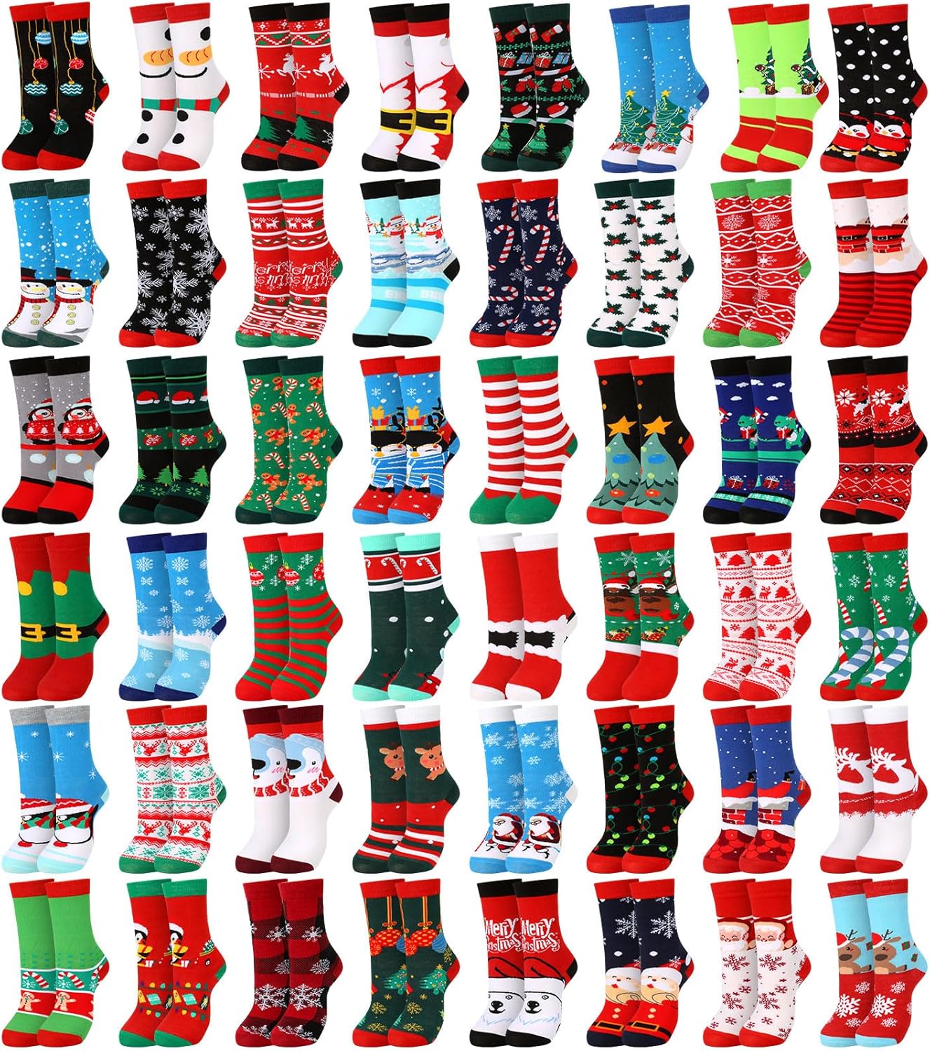Hoosige 48 Pcs Christmas Socks Bulk Crew Socks Cozy Funny
