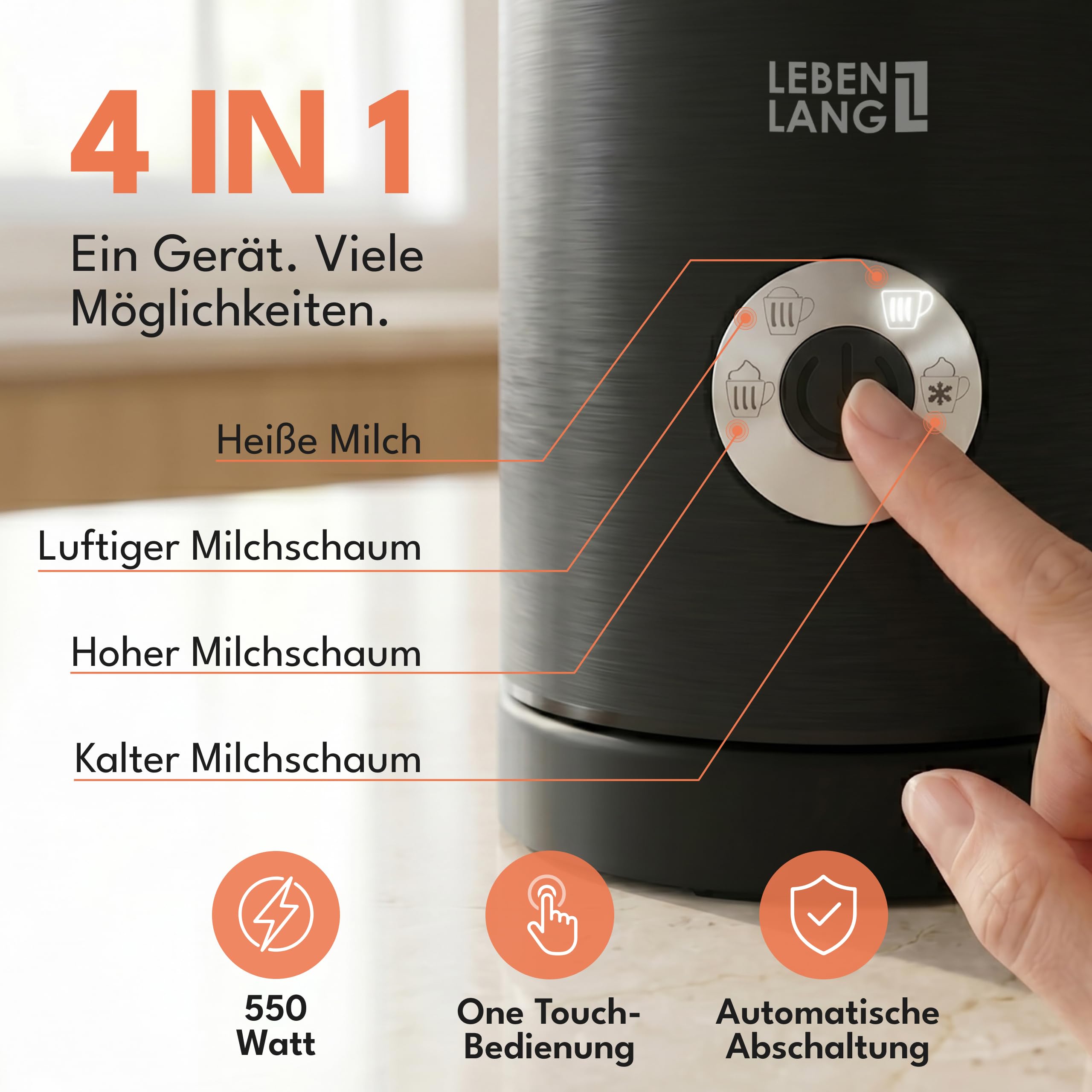 LEBENLANG Espumador de leche LBL1022S