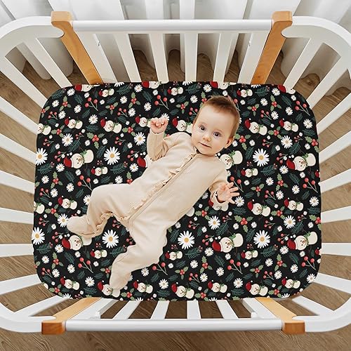 Miniatura 6 de Christmas Snowman Crib Sheets - Stretchy Fitted Crib Sheets for Boys Girls, Unisex Cozy Baby Crib Sheet 27 x 39 x 5 Inches