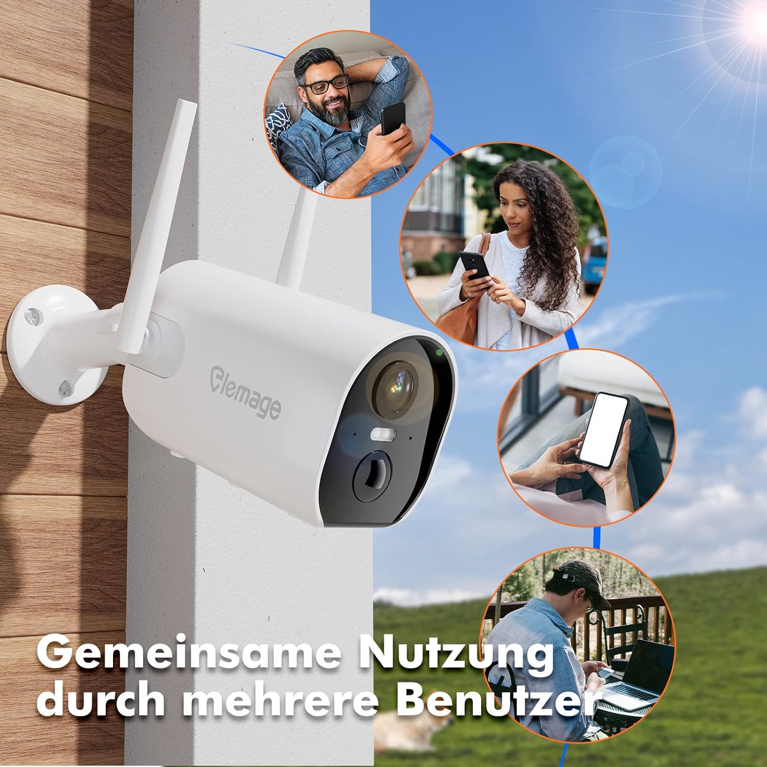 elemage 2K Wireless Battery Security Camera multi-user sharing