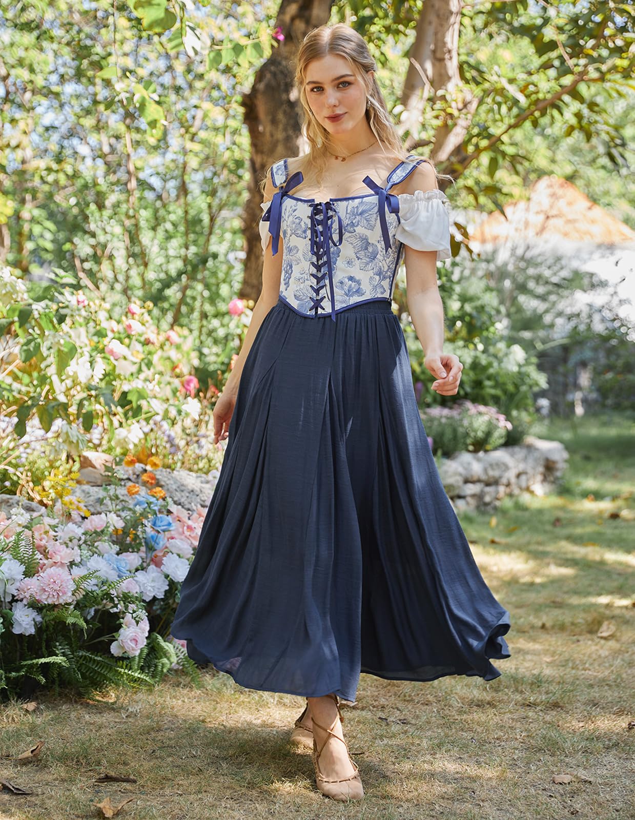 Scarlet Darkness Women Maxi Skirt Jupe Femme (Lot de 1) | Poches, ligne A, taille haute élastique, pour l'été, décontracté, vacances, Ren Faire
