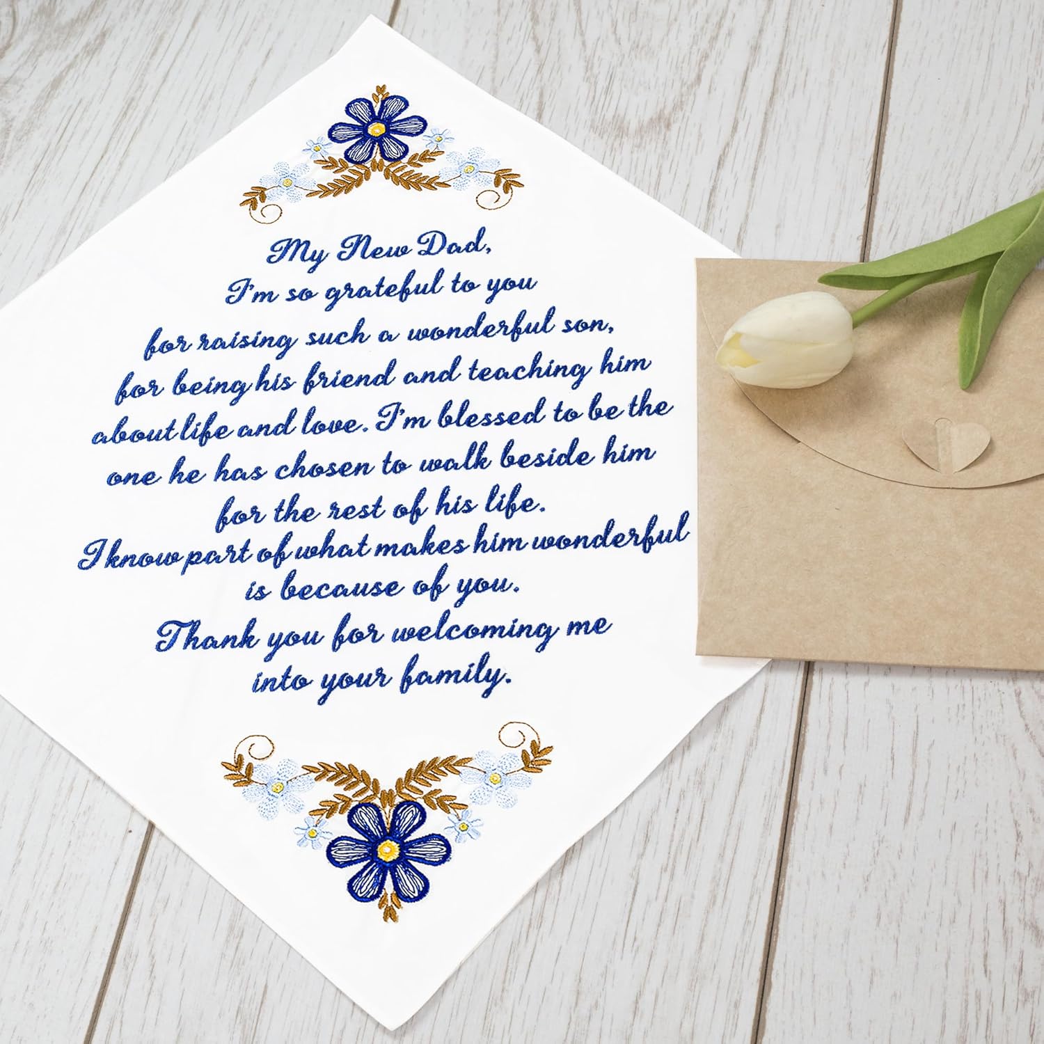 W&F GIFT Embroidered Wedding Handkerchief - Mom, Dad, New Mom, New Dad & Grandma - Image 2