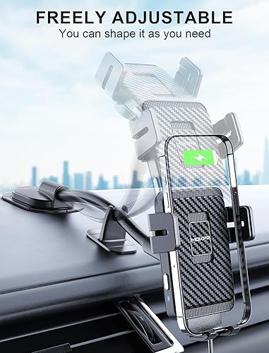 Miniatura 3 de MOKPR Cargador de coche inalámbrico, con cuello de cisne ajustable, cargador de automóvil de sujeción automática, tablero de instrumentos con