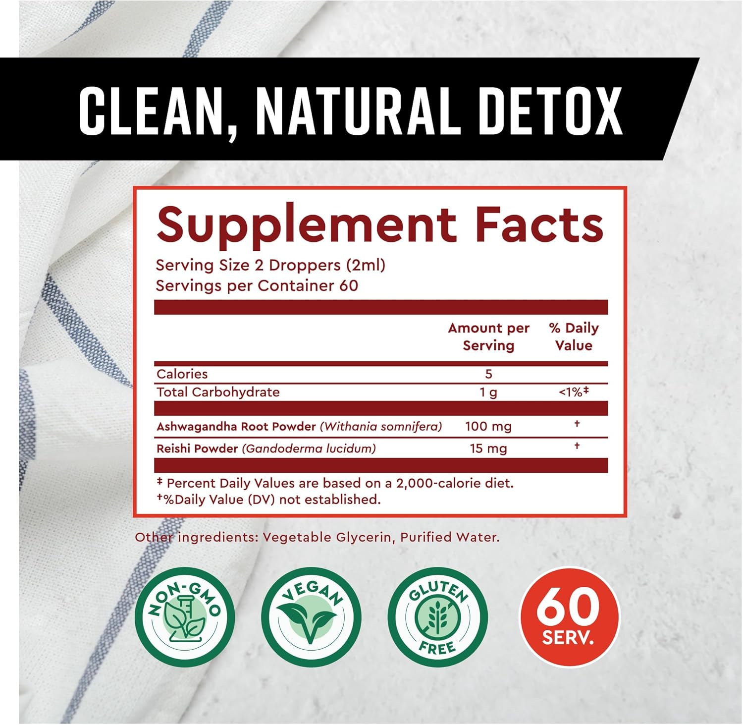 360 Nutrition Ashwagandha & Reishi Root Supplement Drops for Stress Relief, Stamina & Longevity, and Energy Support - Vegan Non-GMO Adaptogenic - 4 fl oz, 60 Servings