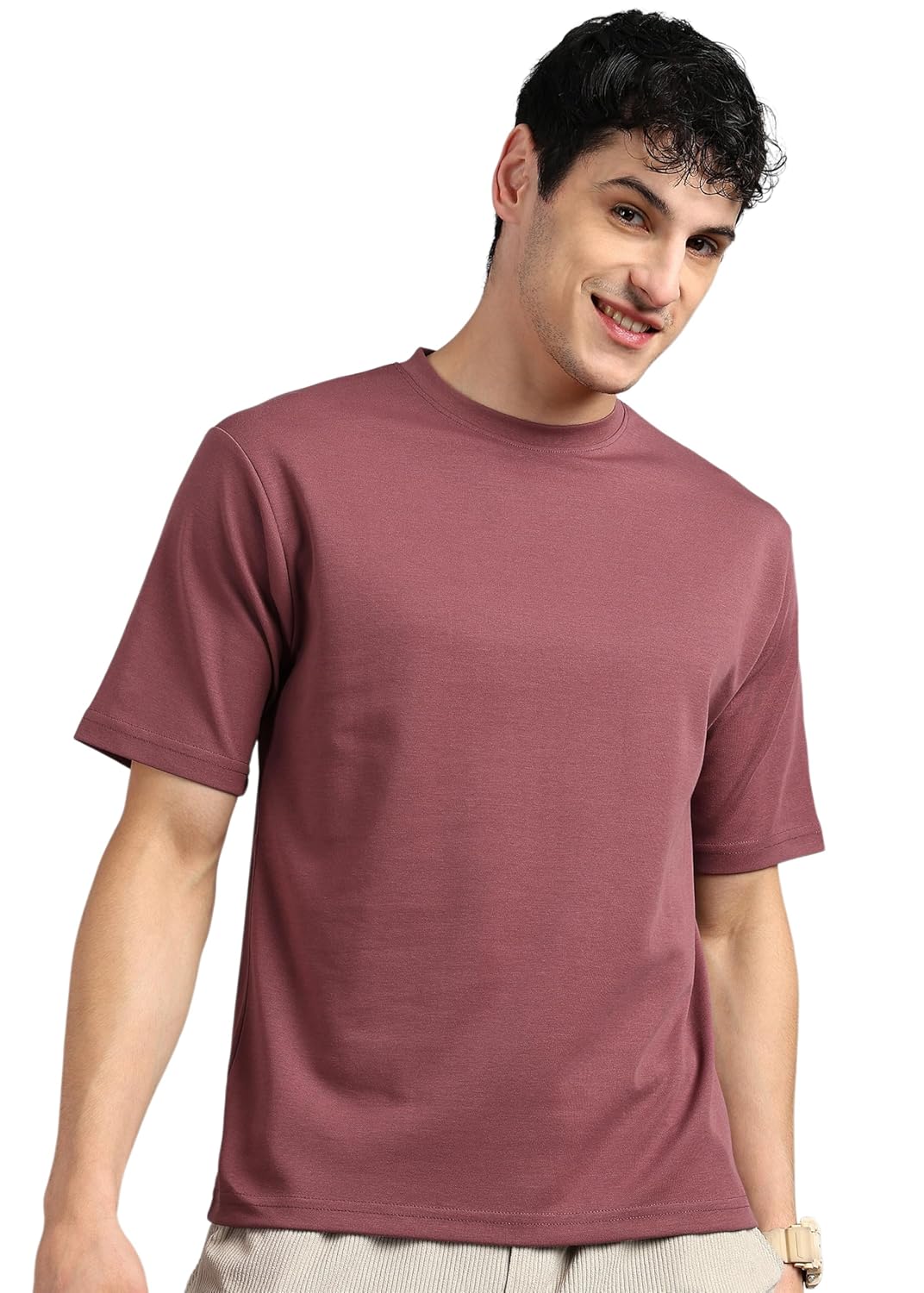 Alan Jones Clothing Men’s Oversized Solid T-Shirt | Premium Heavy Fabric | Crew Neck Casual Wear
