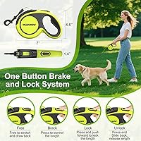 Vista 6 de Upgraded Retractable Dog Leash 16.4ft' - Heavy Duty Reflective Retractable Leash with Anti-Slip Soft Grip - Detachable Poop Bag and Chew Proof Cable