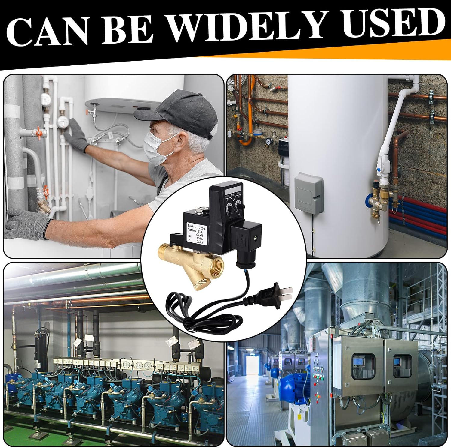 Bonuci 2 Sets Electronic Drain Valve Kit Automatic, 110V Timed Tank Drain Water Valve for Air Compressed