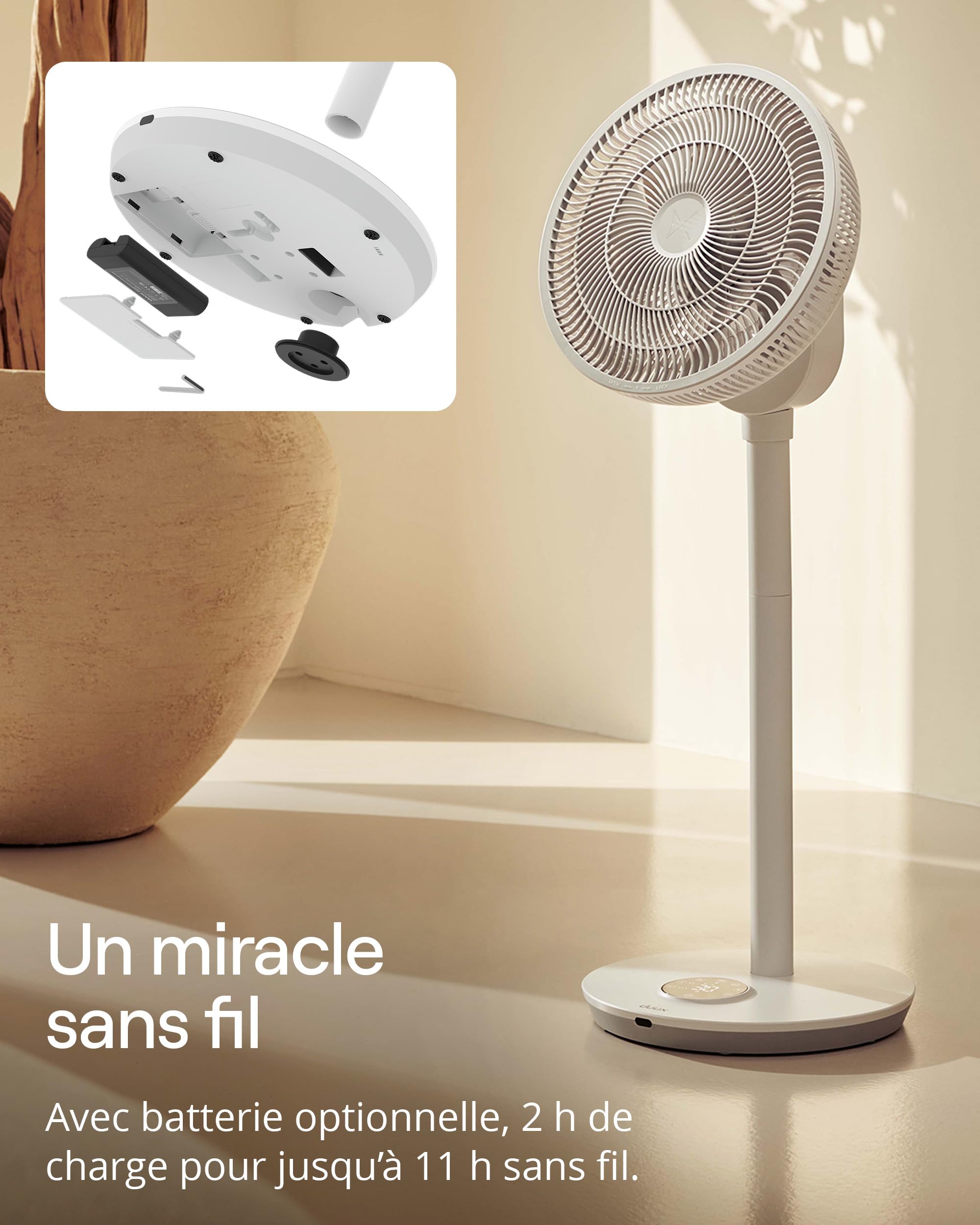 Duux Whisper Flex 2 Ventilateur – Ultra Silencieux 13 dB – Mode Nuit & Minuterie – Hauteur Réglable (54–92 cm) – Économe dès 2W – Commande sur le Ventilateur & Télécommande – Blanc