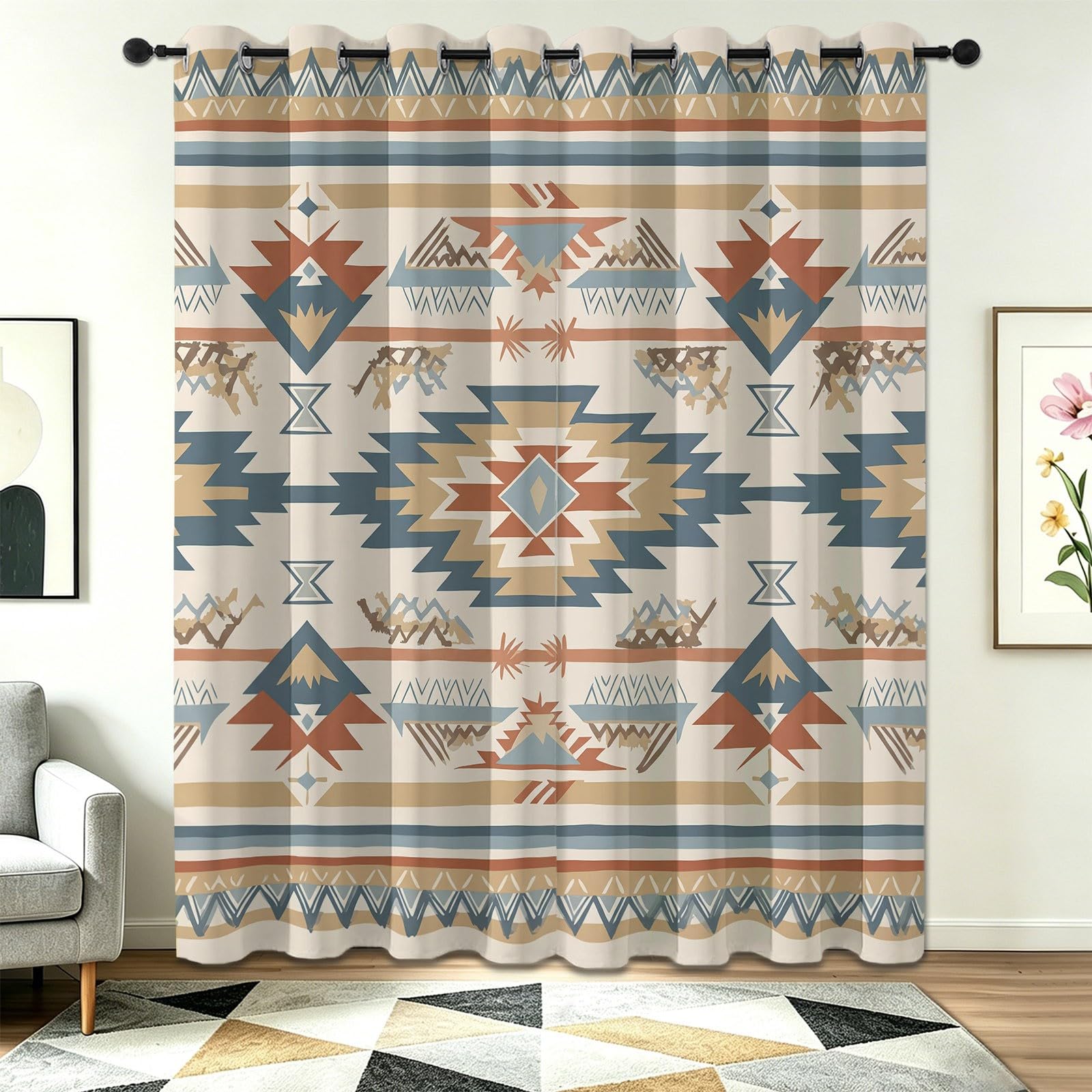 Rideaux anti-bruit beige 75x166 cm contre le vacarme de la rue dans le salon