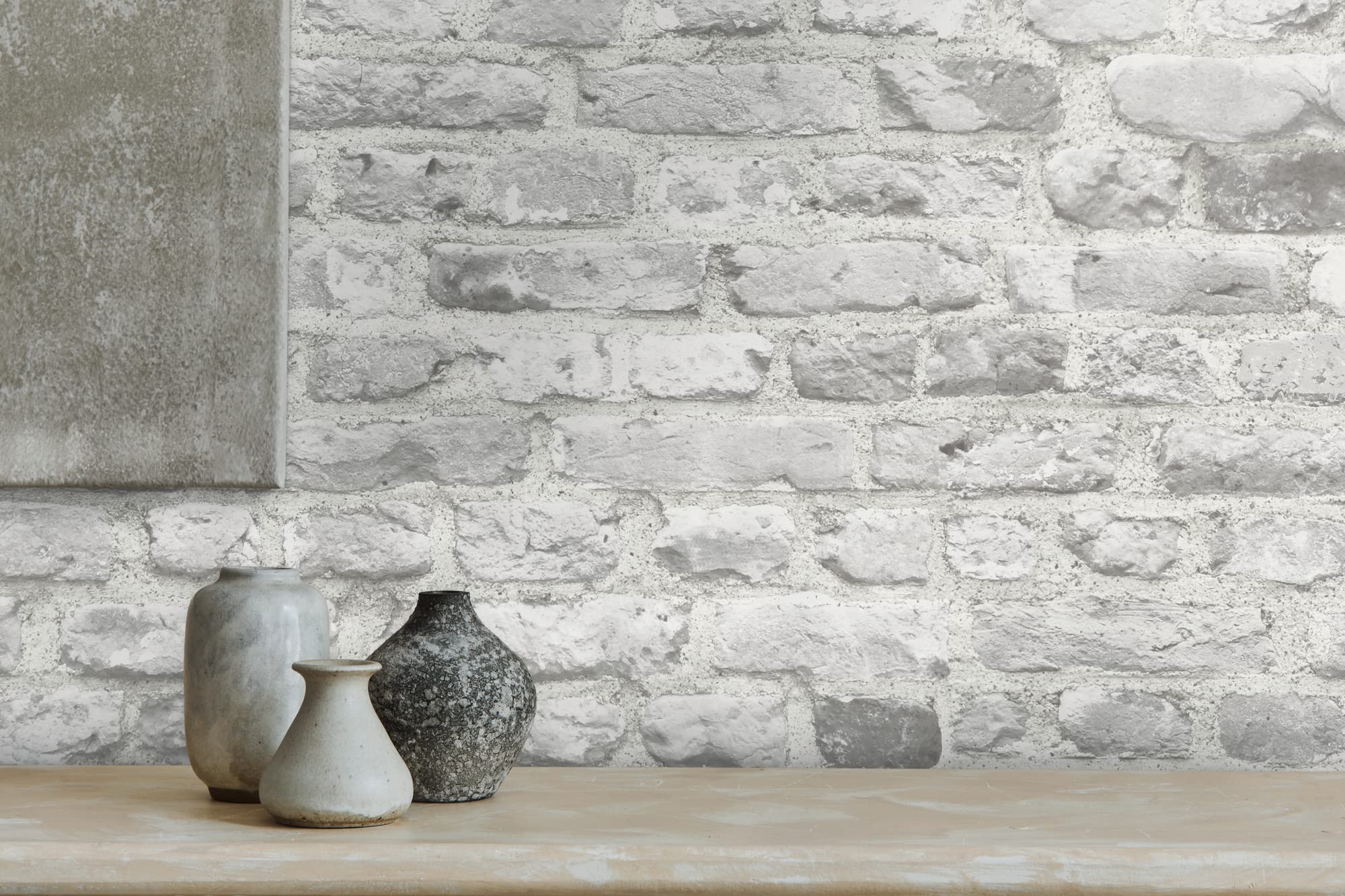 A.S. Création Papel Pintado - Papel pintado con apariencia de ladrillo en gris y blanco - Papel de pared para diferentes espacios - Papel pintado de pared de 10,05 m x 0,53 m