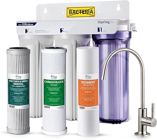 Miniatura 10 de iSpring US31-NC Sistema clásico de filtración de agua debajo del fregadero de 3 etapas para beber, reduce cloro, PFAS, filtro de agua sin tanque
