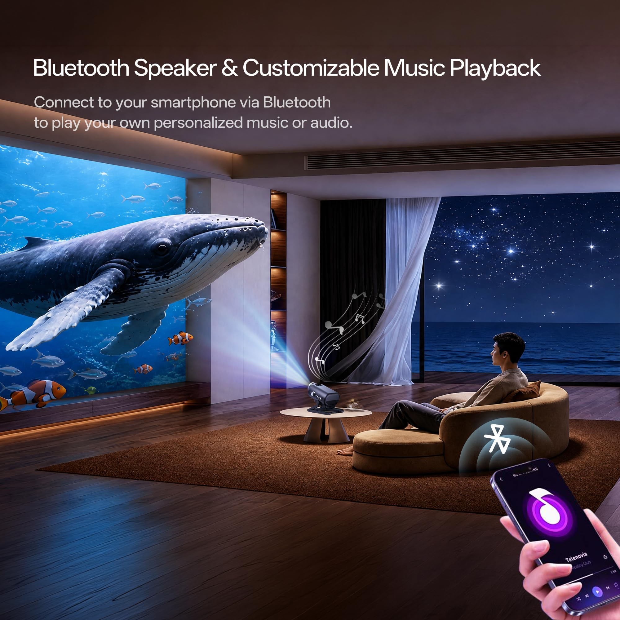 Homelist Projektor wspomagający zasypianie dla dzieci i dorosłych z białym szumem i głośnikiem Bluetooth, 60 scen, galaktyka, gwiazda, lampka nocna LED, do sypialni, relaksu, na imprezę, urodziny