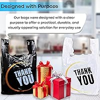 Vista 2 de YoYoRain 1000 bolsas de agradecimiento, bolsas tipo camiseta, bolsas de plástico blancas (500 unidades), bolsas de plástico negras (500 unidades)