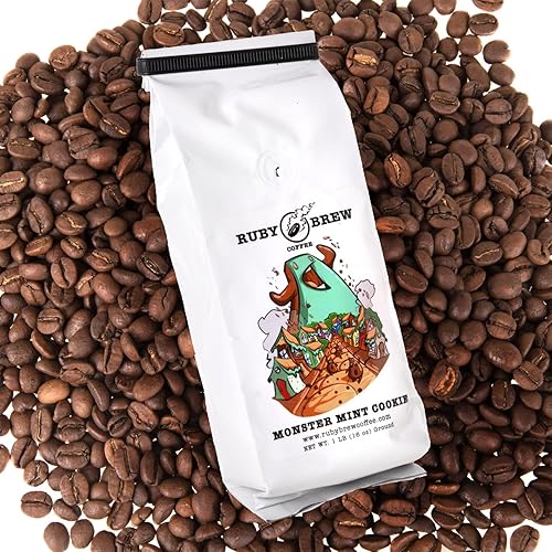 Monster Mint Cookie Coffee Blend 16 oz Whole Bean Medio Roast Ruby Brew
