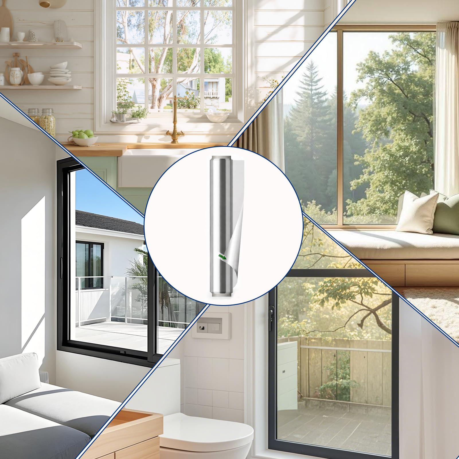 Lámina de espejo para ventana, protección solar | Protección de privacidad, protección solar, autoadhesiva, para ventanas, interiores