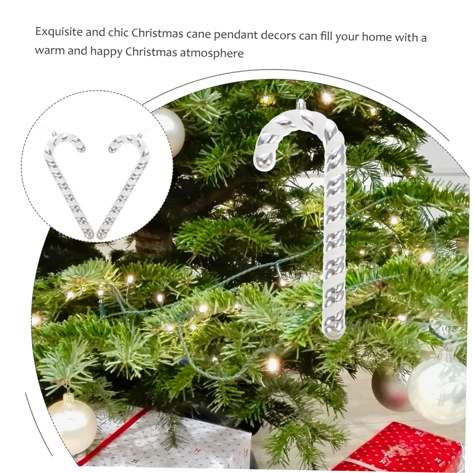 Amosfun 6 STK Weihnachtsstock weihnachtsschmuck zum aufhängen Weihnachtsanhänger Star for Christmas Tree Christbaum anhänger Weihnachtsdekoration Weihnachtsbaum-Hängeornament Plastik