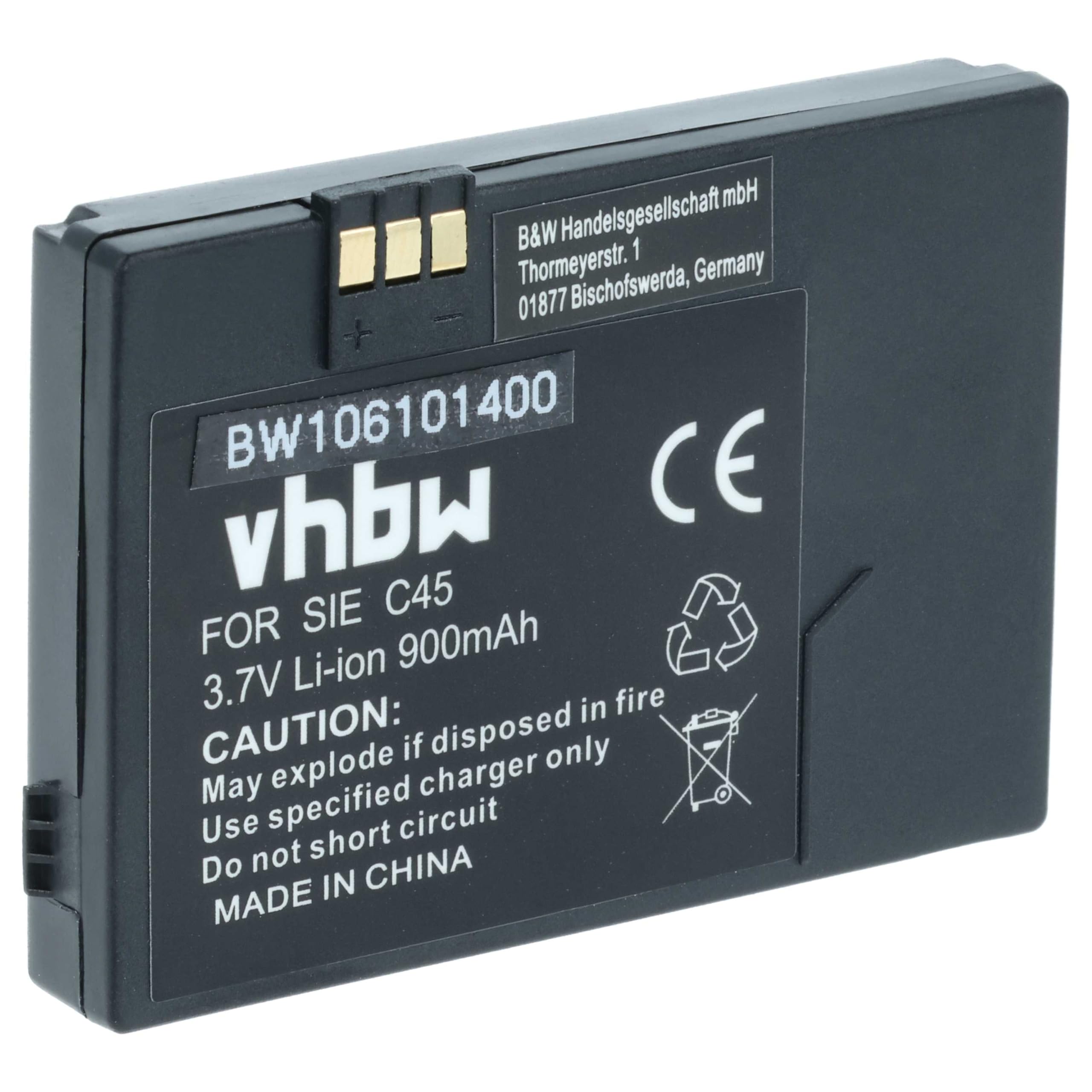vhbw Akumulator kompatybilny z Siemens MT50 | C45i, C45, M50, A50 telefon komórkowy smartfon (900 mAh, 3,7 V, litowo-jonowy)